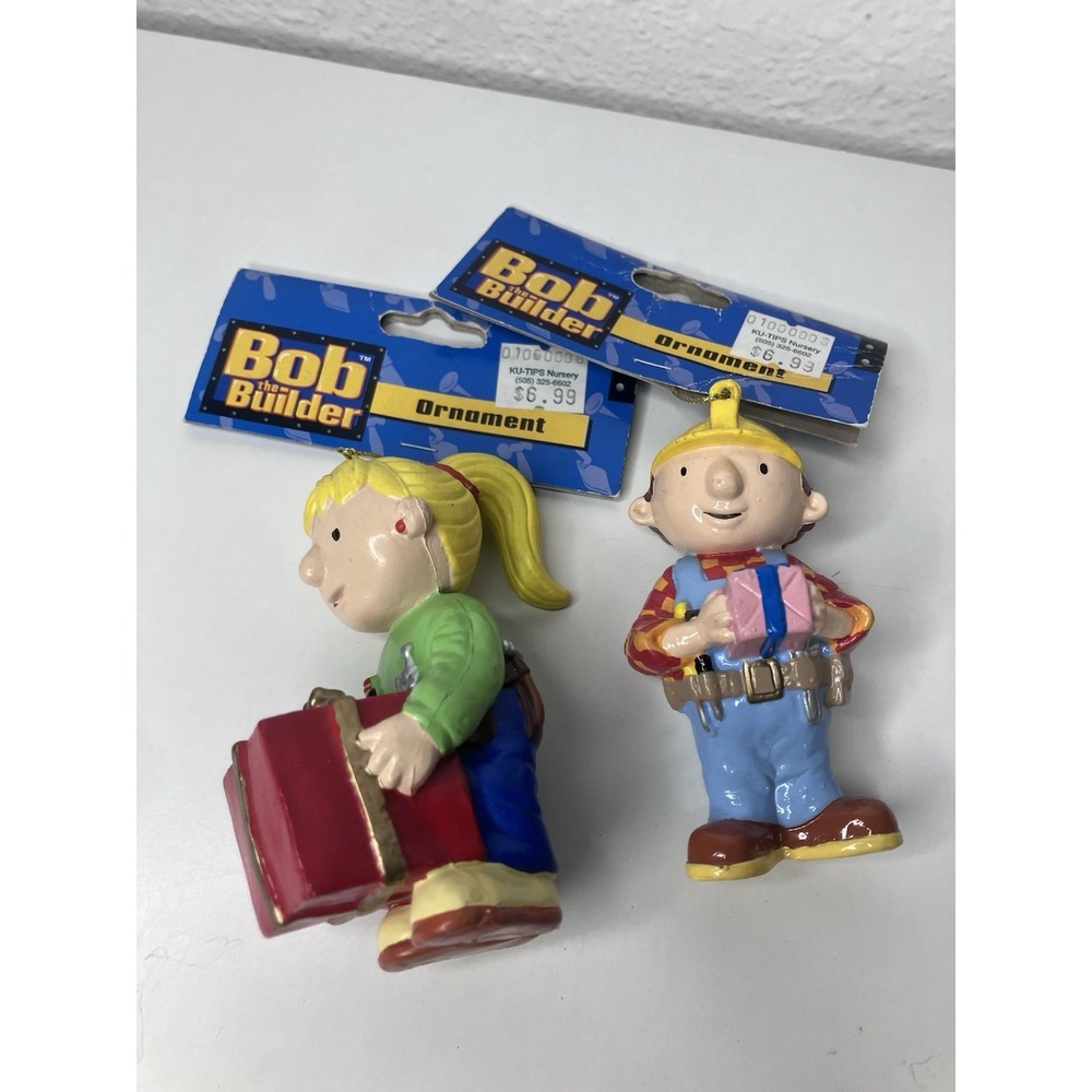 VTG 2002 Bob The Builder & Wendy Lot of 2 Christmas Ornaments Kurt Adler